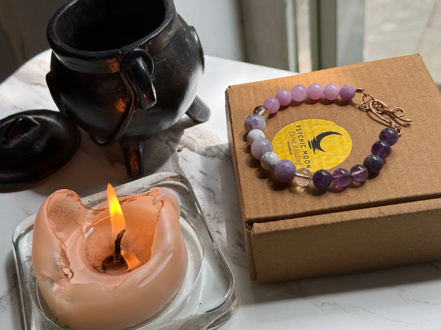 Anxiety Healing Bracelet - Reiki Infused with Kunzite, Clear Quartz, Lepidolite, Howlite and Amethyst – Calming and Healing Energy