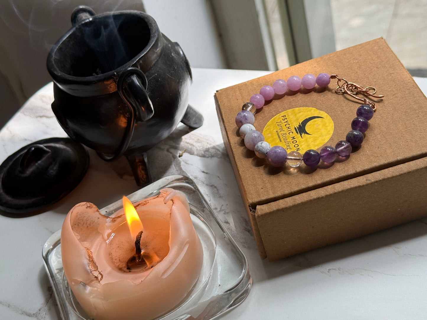 Anxiety Healing Bracelet - Reiki Infused with Kunzite, Clear Quartz, Lepidolite, Howlite and Amethyst – Calming and Healing Energy