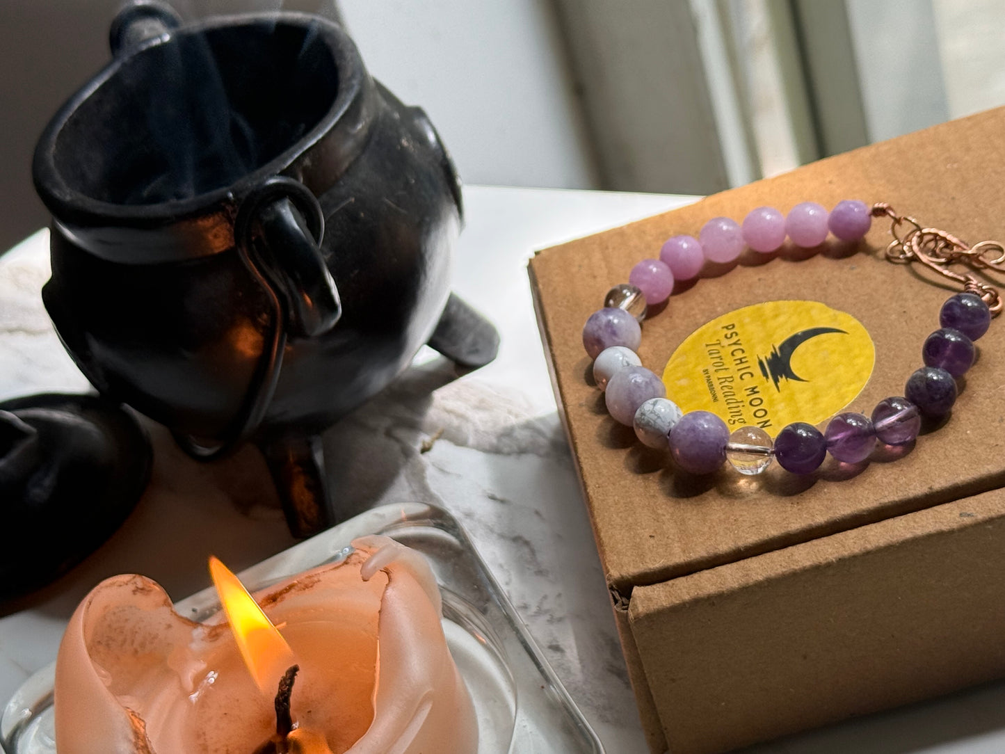 Anxiety Healing Bracelet - Reiki Infused with Kunzite, Clear Quartz, Lepidolite, Howlite and Amethyst – Calming and Healing Energy