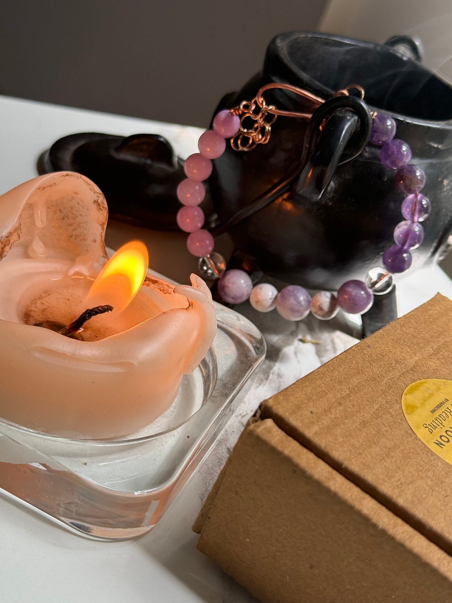 Anxiety Healing Bracelet - Reiki Infused with Kunzite, Clear Quartz, Lepidolite, Howlite and Amethyst – Calming and Healing Energy