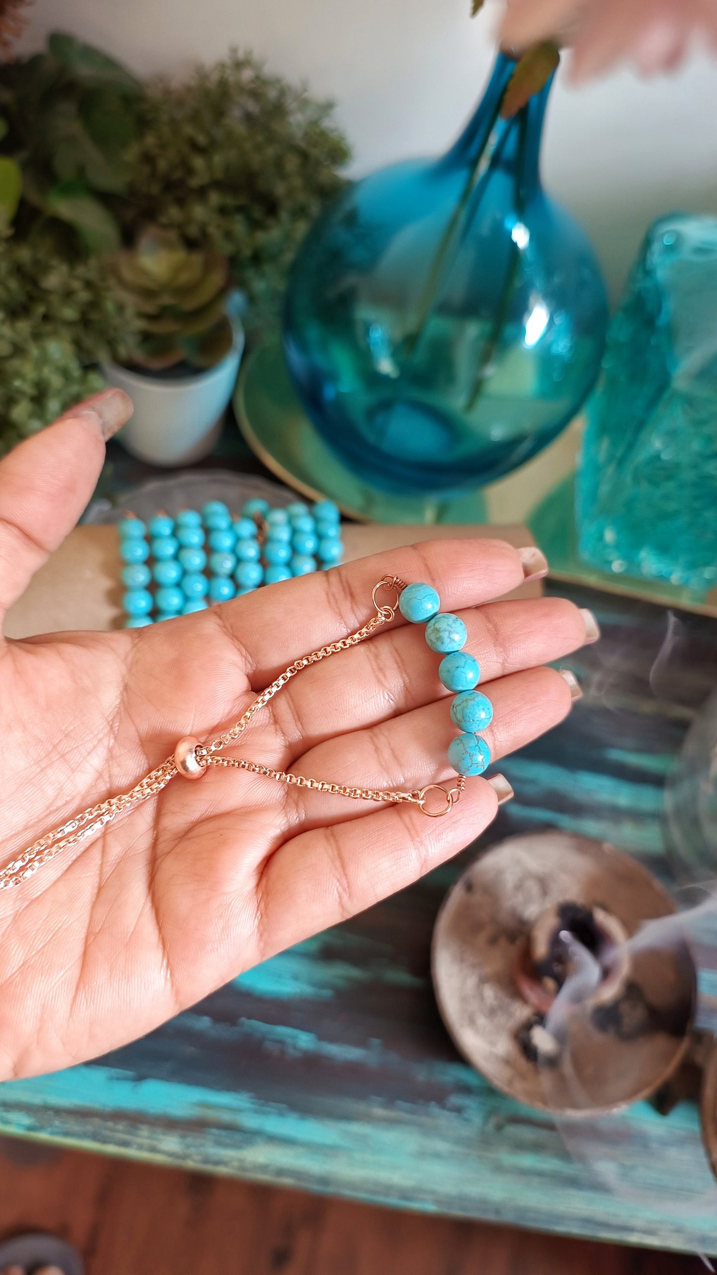 Turquoise Crystal Rakhi